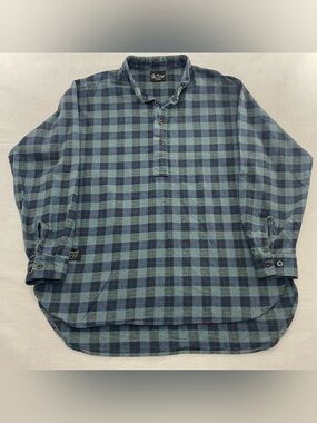The Vermont Flannel Co Shirt Mens XL Plaid Band Collar 1/4 Button Henley Outdoor